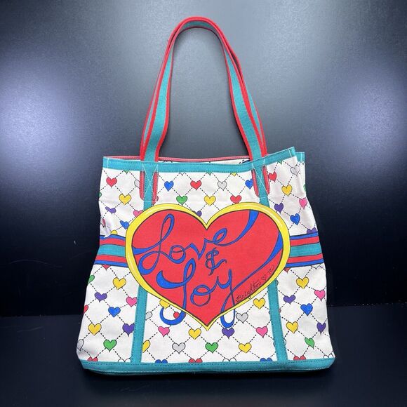 Brighton Love Joy Canvas Heart  Large Tote Bag With Handles Joy Heart Theme - Picture 1 of 15